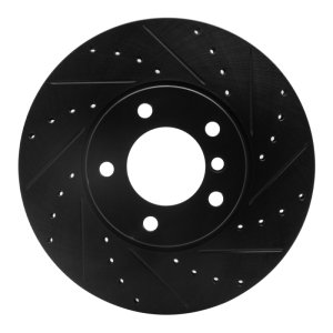 BMW 220i Brake Rotor (1) - Front Right - R1 Concepts - Drilled & Slotted - Black - `07-`21